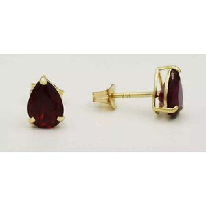 Genuine 1.80 Cts Garnet Stud Earrings 14k Gold